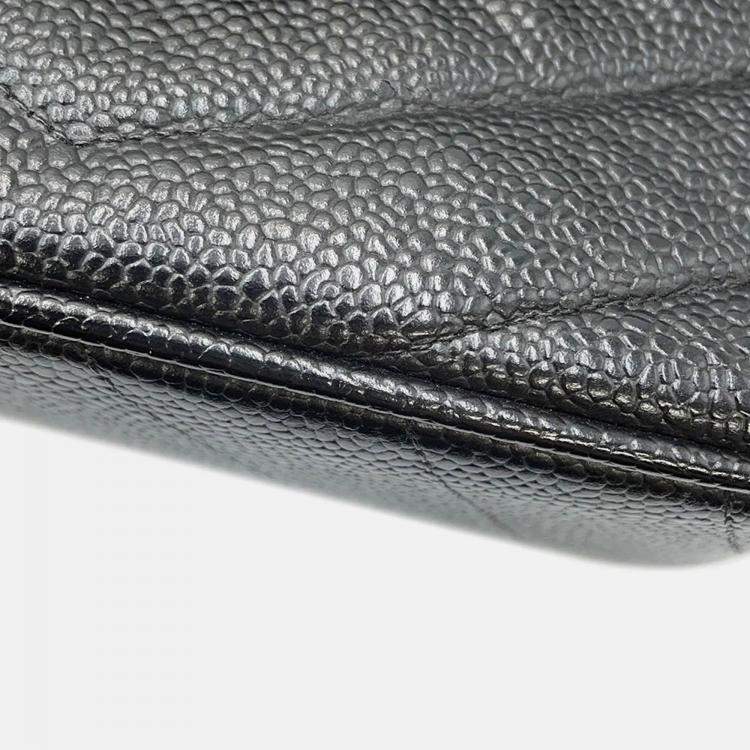 Pre Owned Chanel V Stitch Chain shoulder Bag Black Caviar Leather