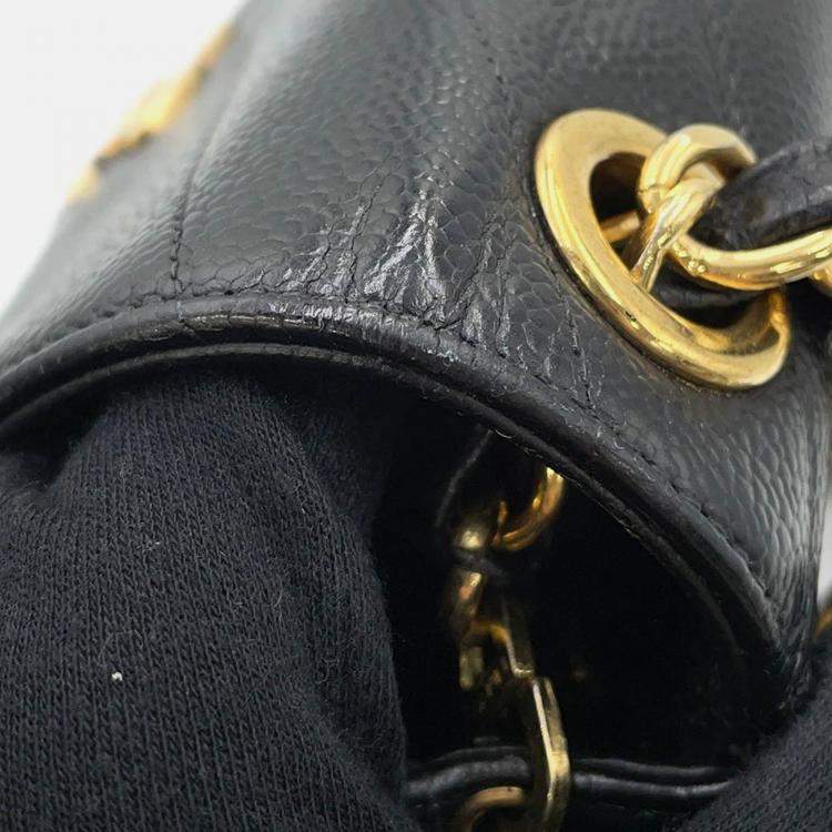 Pre Owned Chanel V Stitch Chain shoulder Bag Black Caviar Leather