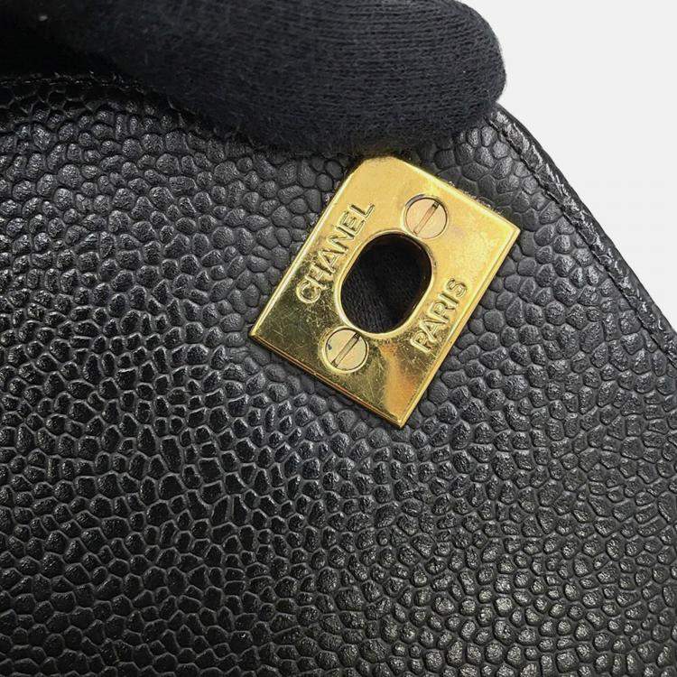 Pre Owned Chanel V Stitch Chain shoulder Bag Black Caviar Leather