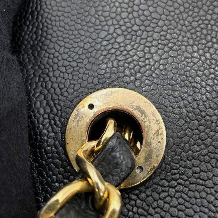Pre Owned Chanel V Stitch Chain shoulder Bag Black Caviar Leather