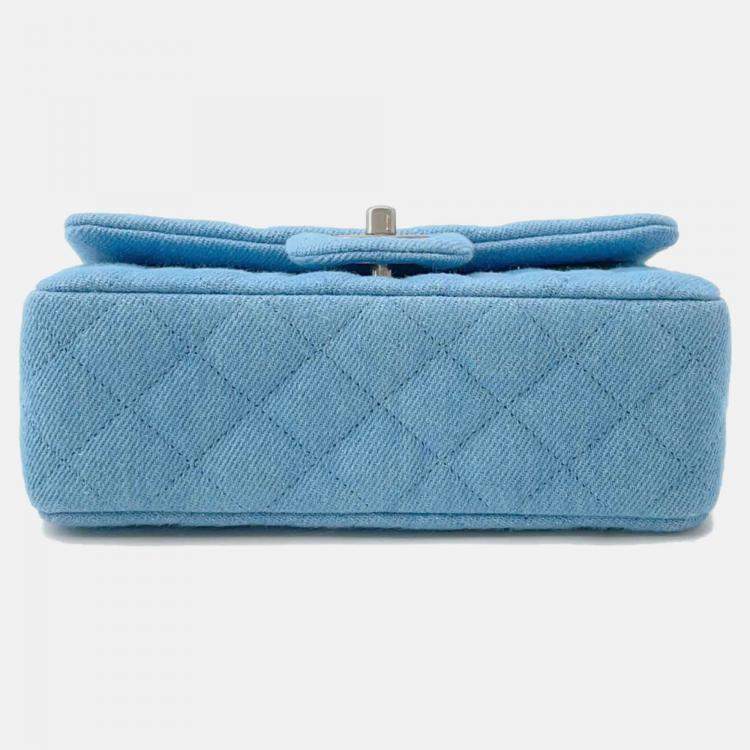 Pre Owned Chanel Mini Matelasse Chain shoulder Bag Blue Denim Size 20
