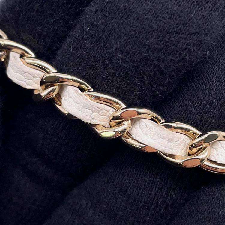 Pre Owned Chanel Camellia Chain Wallet Camellia Parts Chain White Caviar Leather