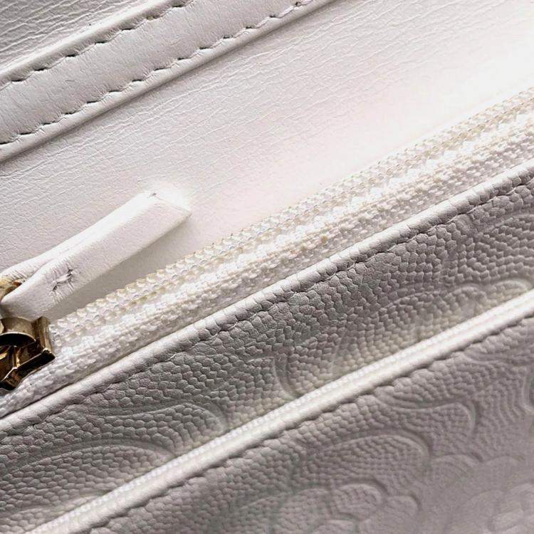 Pre Owned Chanel Camellia Chain Wallet Camellia Parts Chain White Caviar Leather