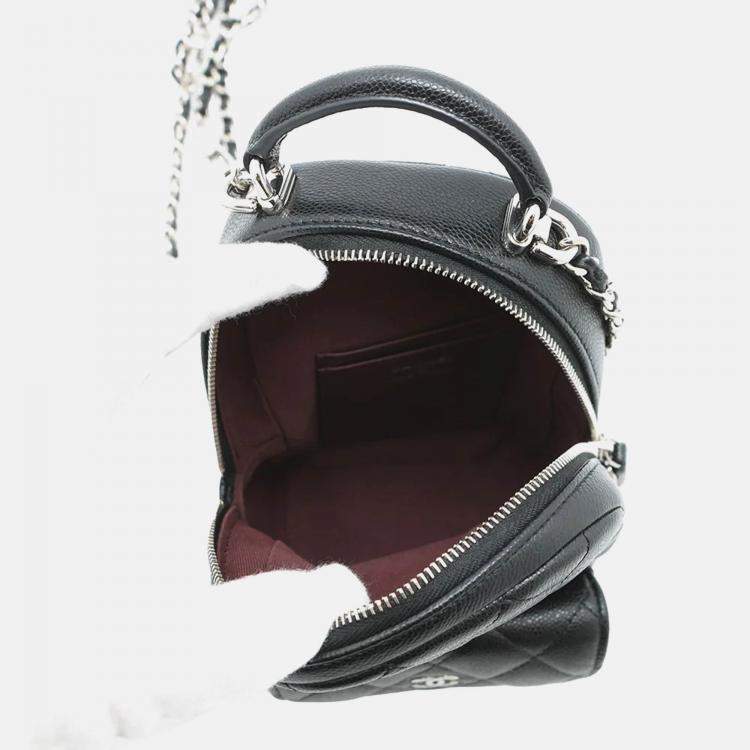 Pre Owned Chanel Matelasse Timeless Classics Mini Backpack Black Caviar Leather