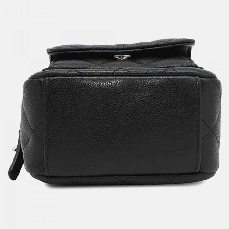 Pre Owned Chanel Matelasse Timeless Classics Mini Backpack Black Caviar Leather
