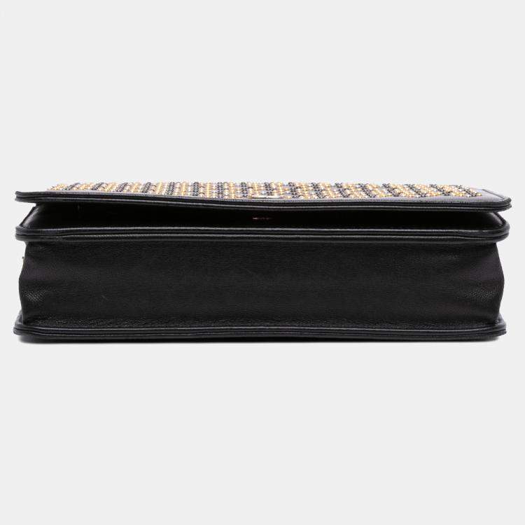 Pre Owned Chanel Black CC Studded Lambskin Wallet on Chain