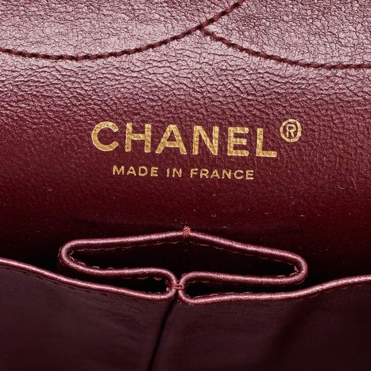 Pre Owned Chanel Metallic Burgundy Quilted Leather Classic 227 Reissue 2.55 Flap Bag