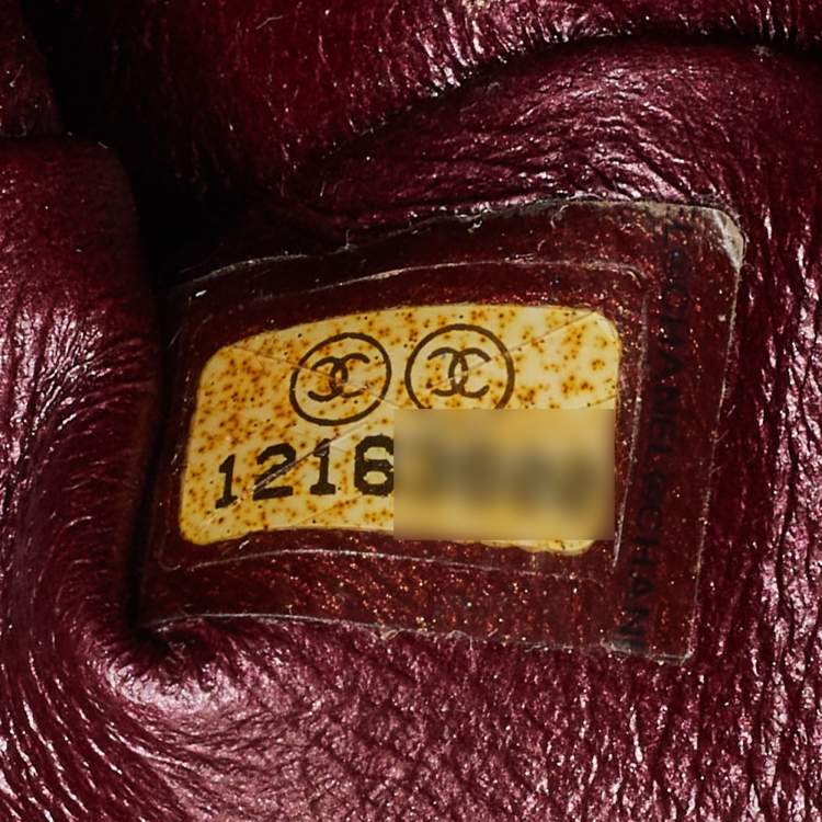 Pre Owned Chanel Metallic Burgundy Quilted Leather Classic 227 Reissue 2.55 Flap Bag