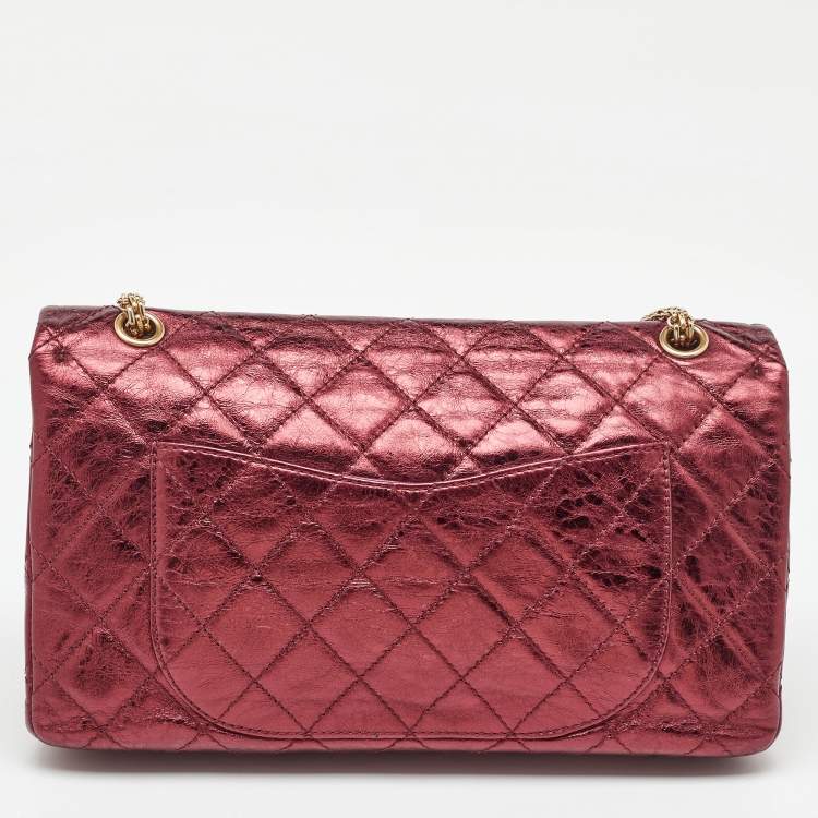 Pre Owned Chanel Metallic Burgundy Quilted Leather Classic 227 Reissue 2.55 Flap Bag