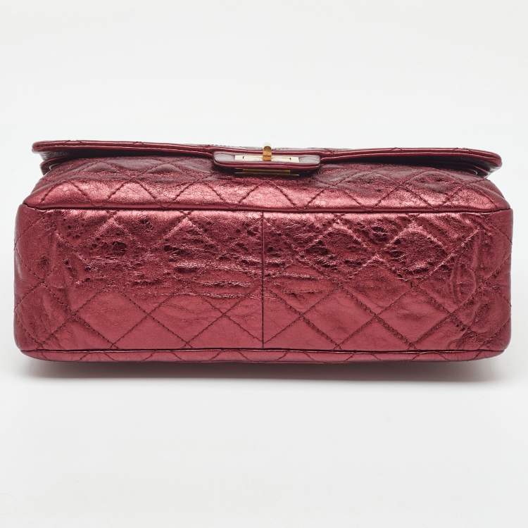 Pre Owned Chanel Metallic Burgundy Quilted Leather Classic 227 Reissue 2.55 Flap Bag