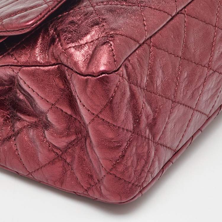 Pre Owned Chanel Metallic Burgundy Quilted Leather Classic 227 Reissue 2.55 Flap Bag