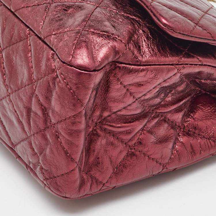 Pre Owned Chanel Metallic Burgundy Quilted Leather Classic 227 Reissue 2.55 Flap Bag