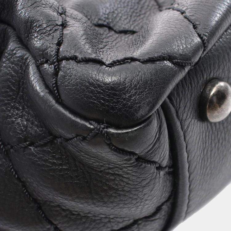 Pre Owned Chanel Black Medium CC Quilted Calfskin Stitch It Tote