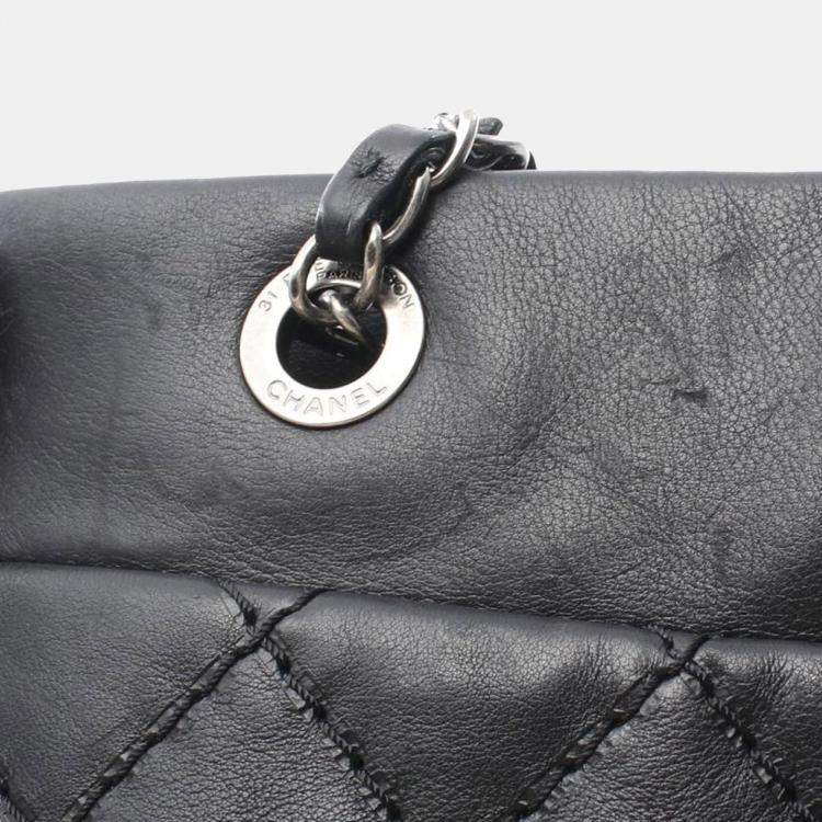 Pre Owned Chanel Black Medium CC Quilted Calfskin Stitch It Tote