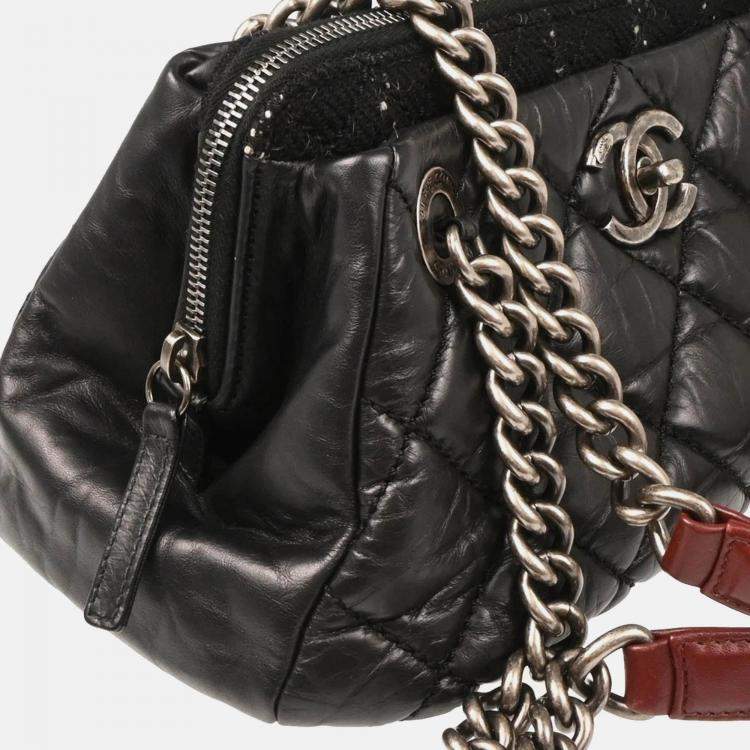 Pre Owned Chanel Tote Bag Black Calfskin Tote Handbag