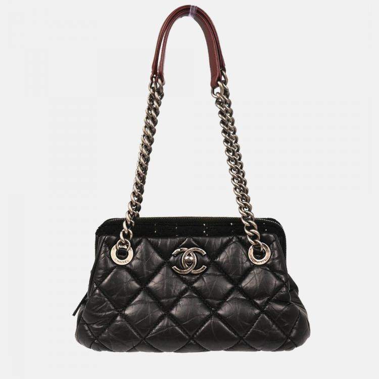 Pre Owned Chanel Tote Bag Black Calfskin Tote Handbag