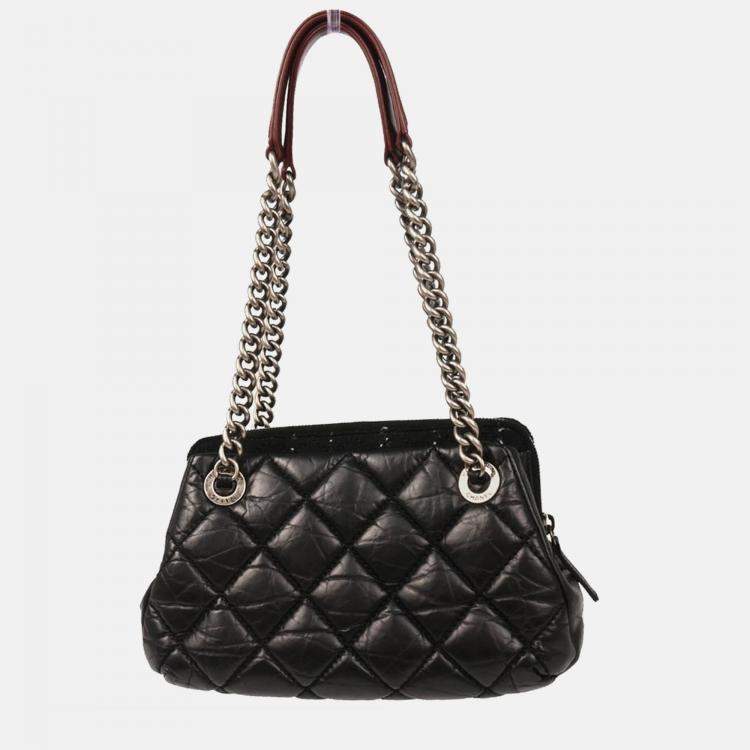 Pre Owned Chanel Tote Bag Black Calfskin Tote Handbag