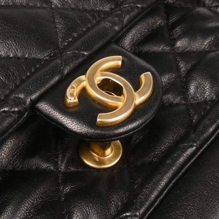 Pre Owned Chanel 2way Black Lambskin Handbag