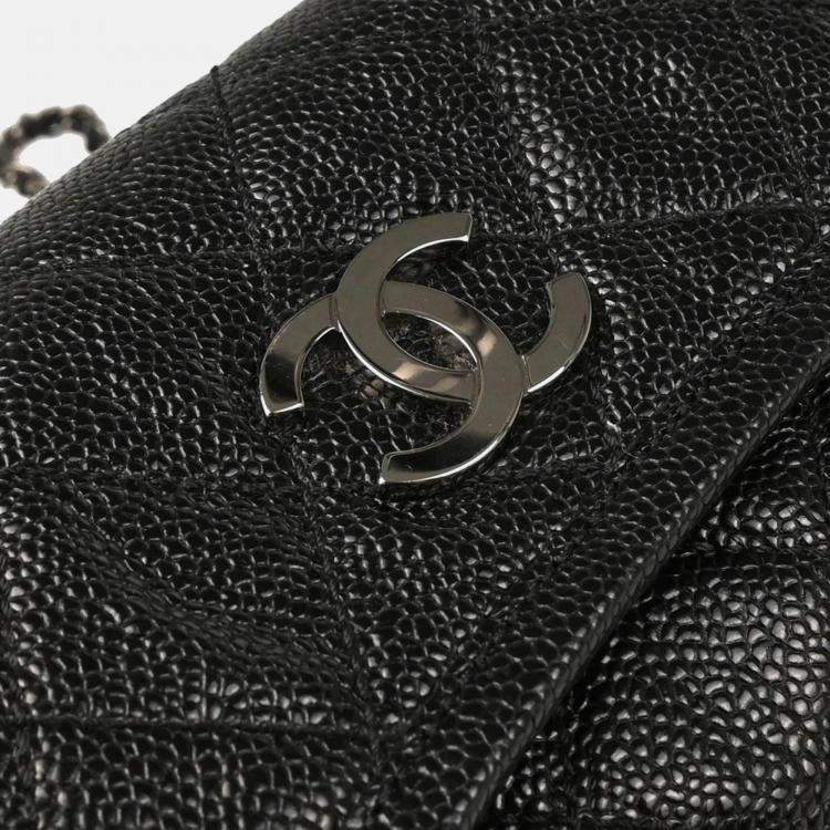 Pre Owned Chanel Shoulder Bag Black Calfskin Shoulder Bag