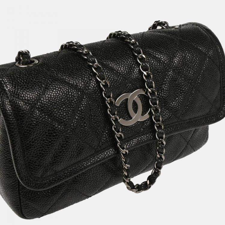 Pre Owned Chanel Shoulder Bag Black Calfskin Shoulder Bag