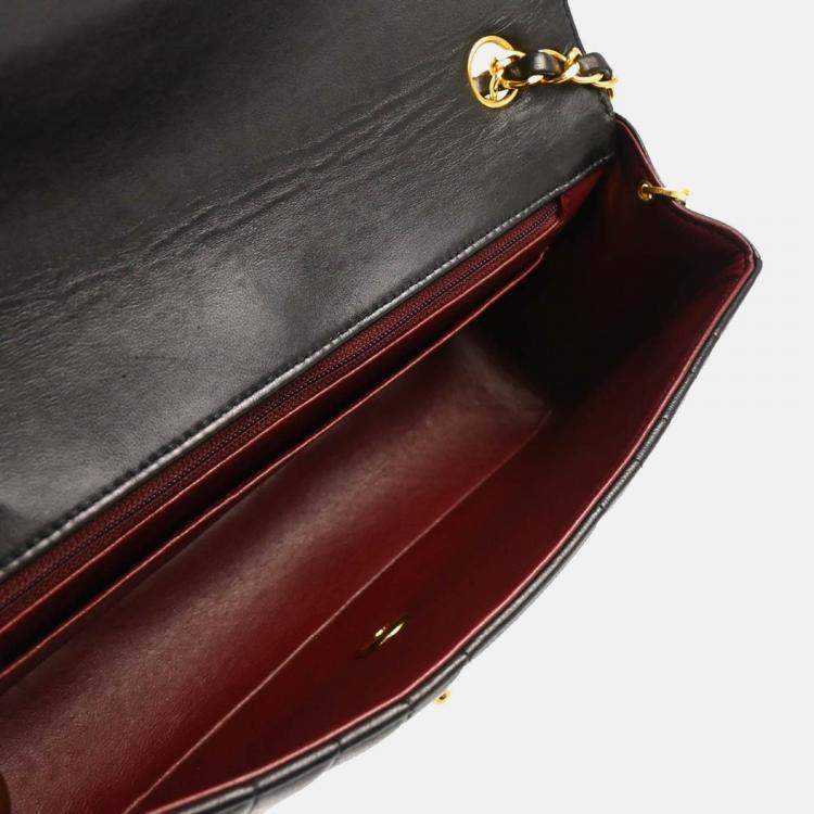 Pre Owned Chanel Mademoiselle Single Flap Black Lambskin Shoulder Bag