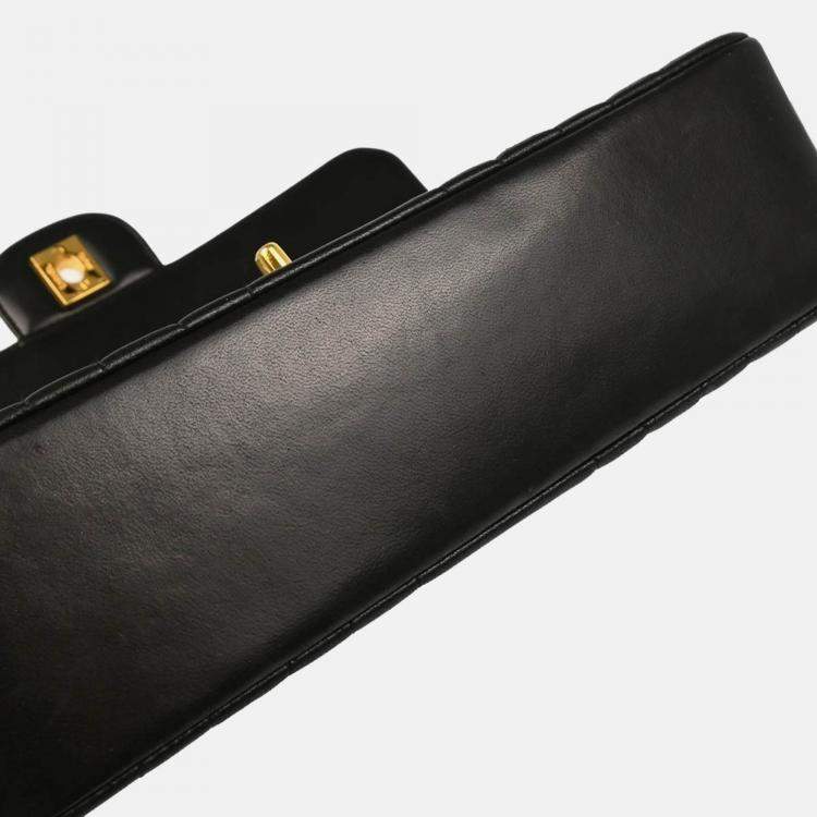 Pre Owned Chanel Mademoiselle Single Flap Black Lambskin Shoulder Bag