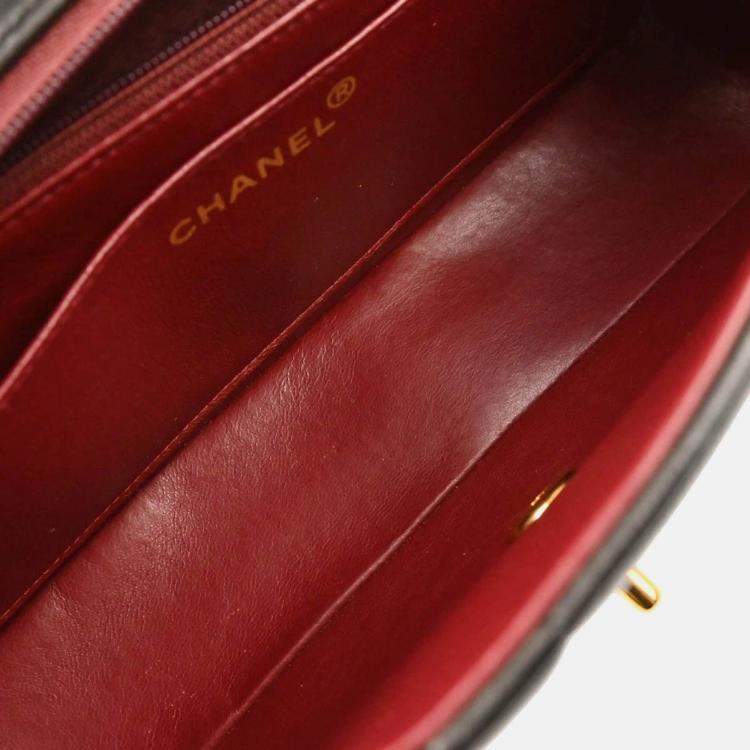 Pre Owned Chanel Mademoiselle Single Flap Black Lambskin Shoulder Bag