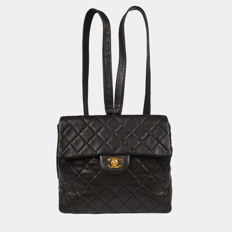 Pre Owned Chanel Black Lambskin Backpack