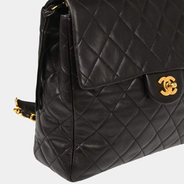 Pre Owned Chanel Black Lambskin Backpack