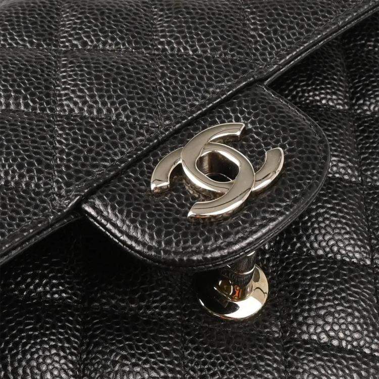 Pre Owned Chanel Classic Double Flap Medium  Black Calfskin Shoulder Bag