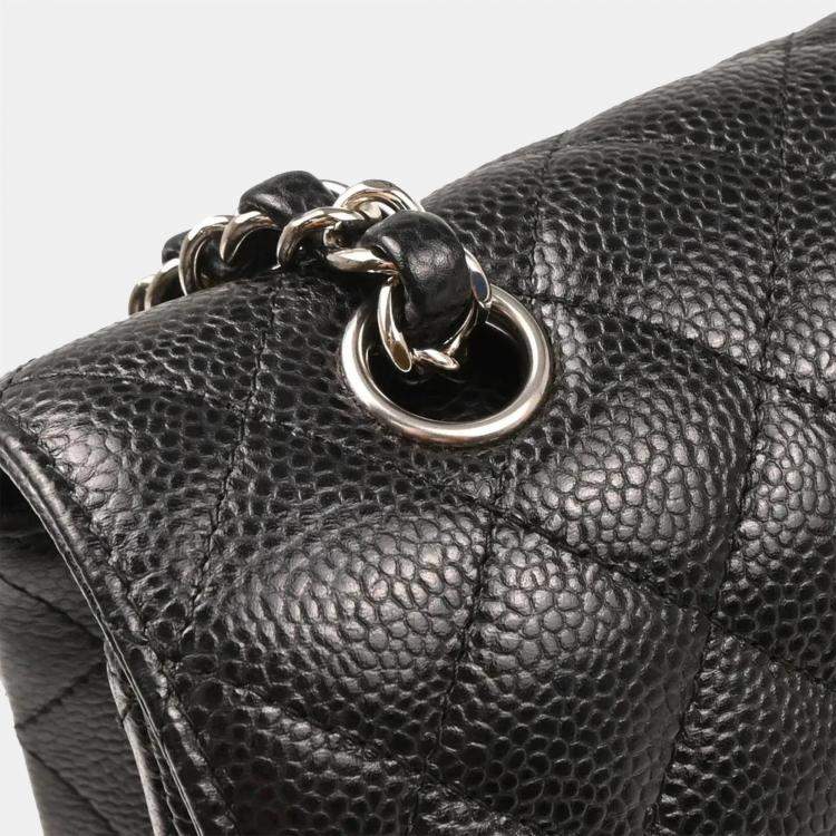 Pre Owned Chanel Classic Double Flap Medium  Black Calfskin Shoulder Bag