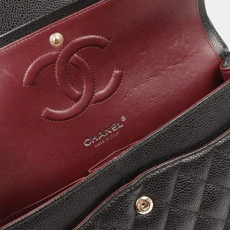Pre Owned Chanel Classic Double Flap Medium  Black Calfskin Shoulder Bag