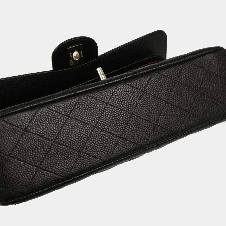 Pre Owned Chanel Classic Double Flap Medium  Black Calfskin Shoulder Bag