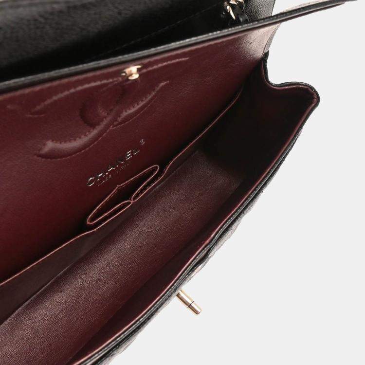 Pre Owned Chanel Classic Double Flap Medium  Black Calfskin Shoulder Bag
