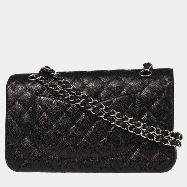 Pre Owned Chanel Classic Double Flap Medium  Black Calfskin Shoulder Bag