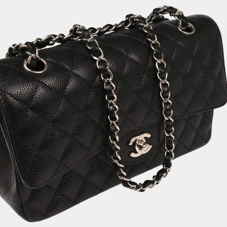 Pre Owned Chanel Classic Double Flap Medium  Black Calfskin Shoulder Bag