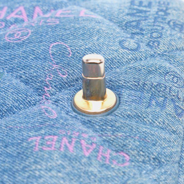 Pre Owned Chanel Blue Mini Rectangular Quilted Denim Mood Flap