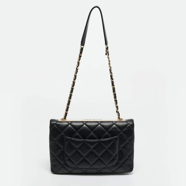 Pre Owned Chanel Black Quilted Leather Trendy CC Flap Bag