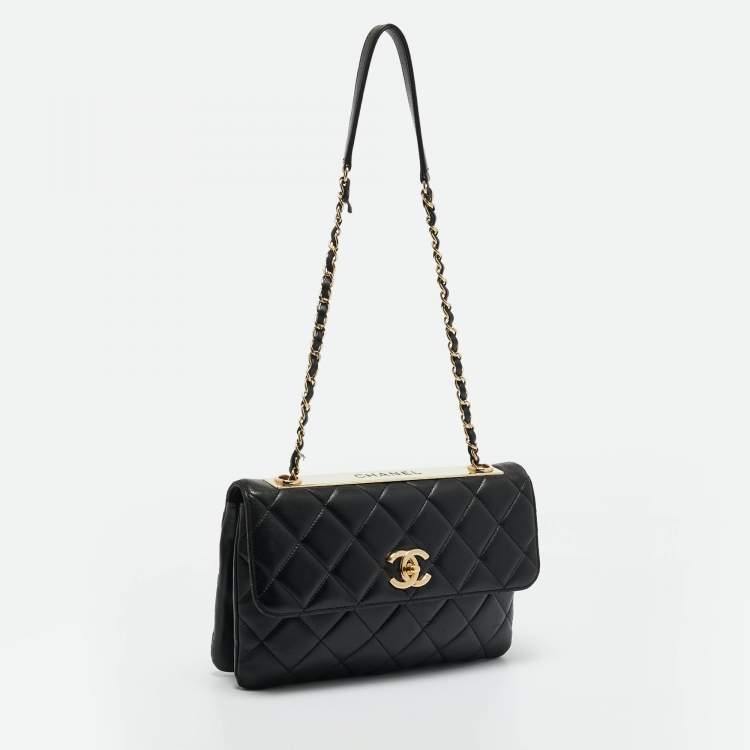 Pre Owned Chanel Black Quilted Leather Trendy CC Flap Bag