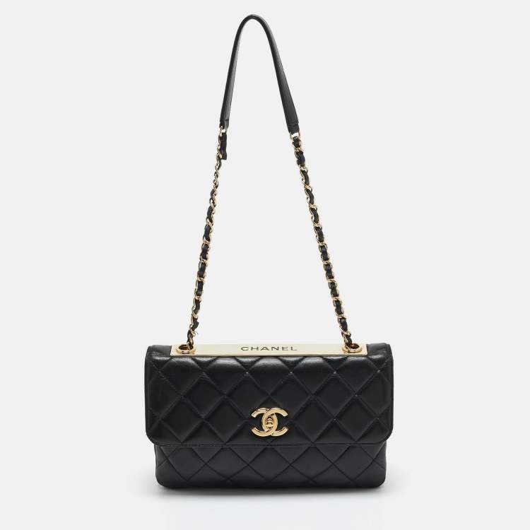 Pre Owned Chanel Black Quilted Leather Trendy CC Flap Bag