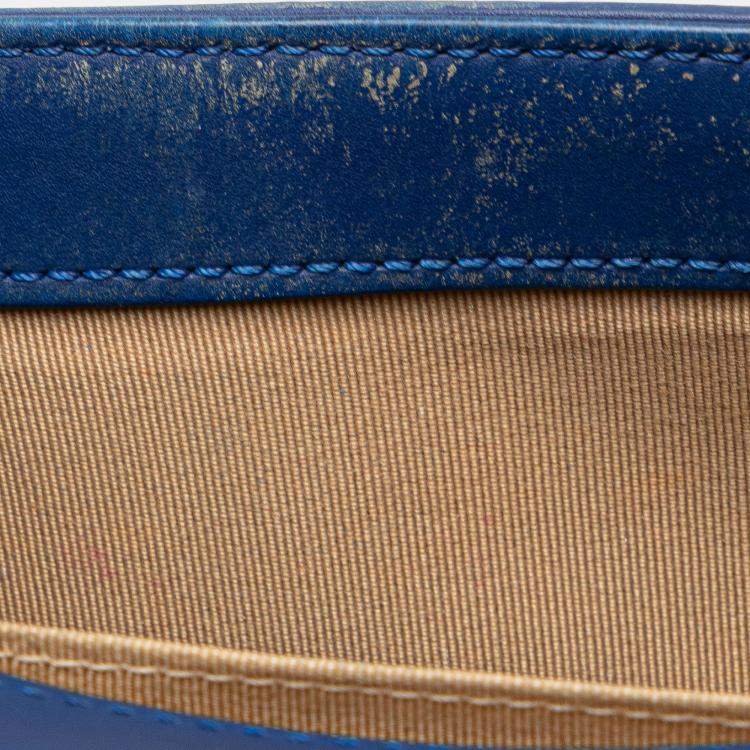 Pre Owned Chanel Blue Small Woven Lambskin Chateau Boy Flap