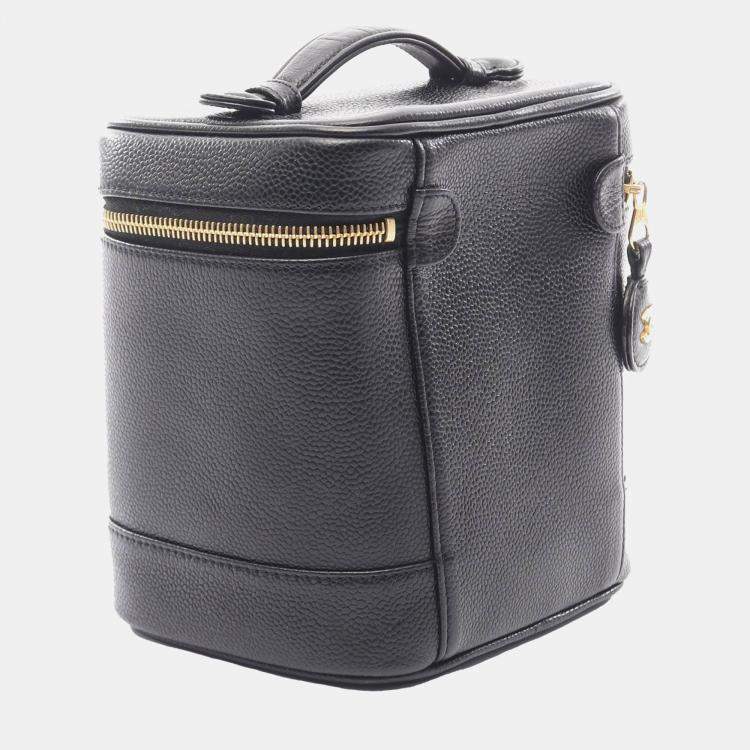 Pre Owned Chanel Black CC Caviar Vanity Case