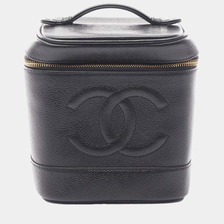 Pre Owned Chanel Black CC Caviar Vanity Case