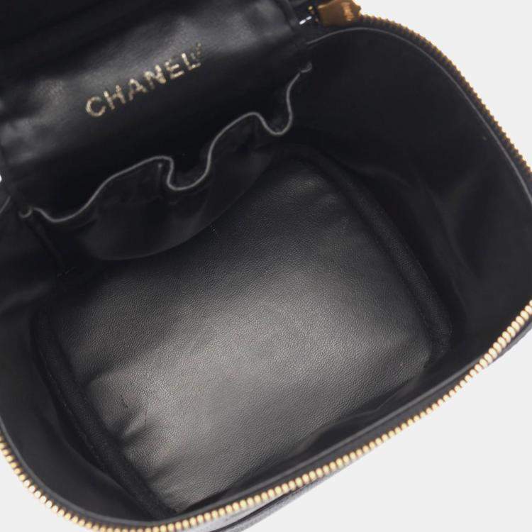 Pre Owned Chanel Black CC Caviar Vanity Case