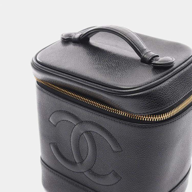 Pre Owned Chanel Black CC Caviar Vanity Case