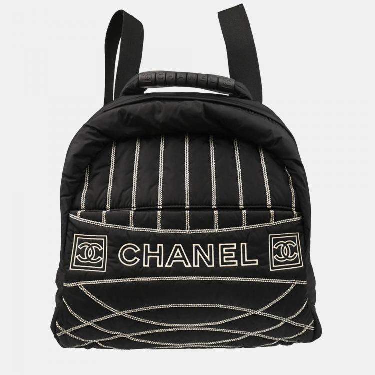 Pre Owned Chanel Sport Line Black Nylon Backpack 
