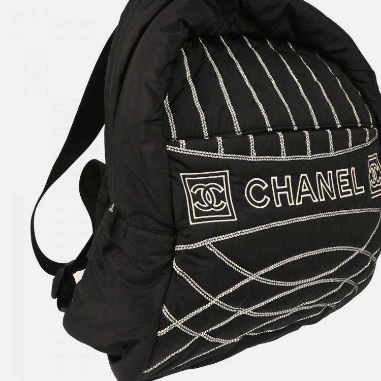 Pre Owned Chanel Sport Line Black Nylon Backpack 