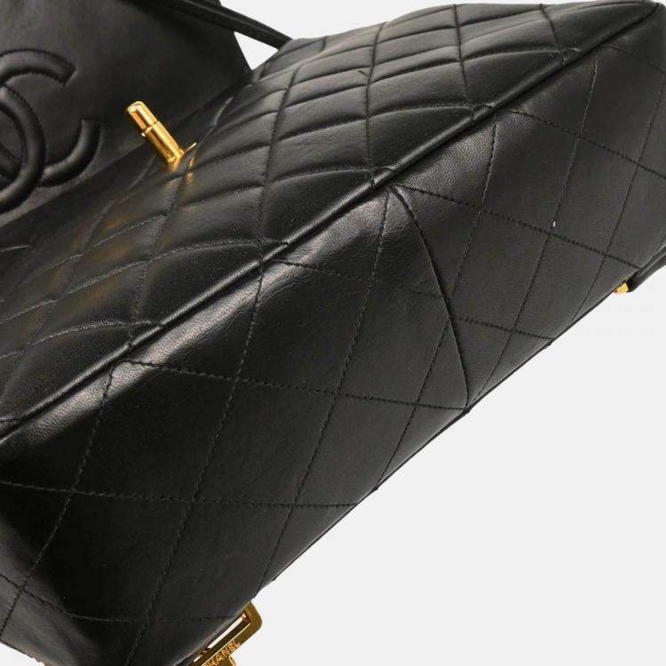 Pre Owned Chanel CC Black Lambskin Backpack