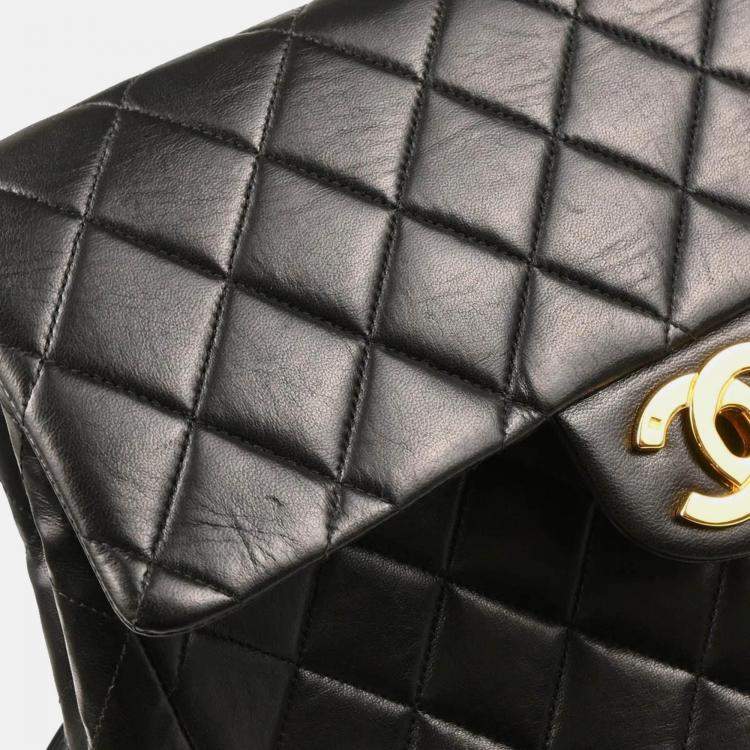 Pre Owned Chanel CC Black Lambskin Backpack