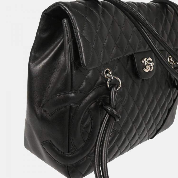 Pre Owned Chanel Cambon Ligne Black Calfskin Tote Handbag
